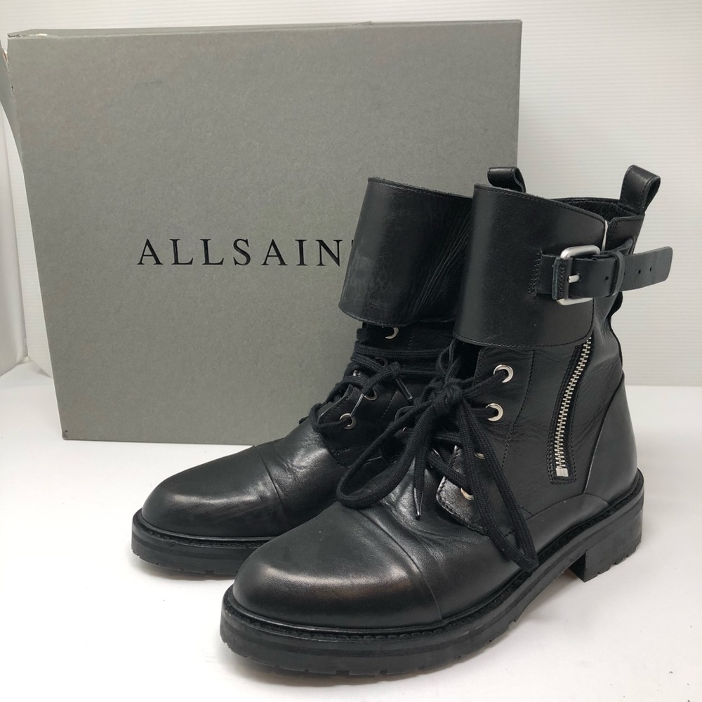ALLSAINTS black cuffed combat boots Daria sz 8